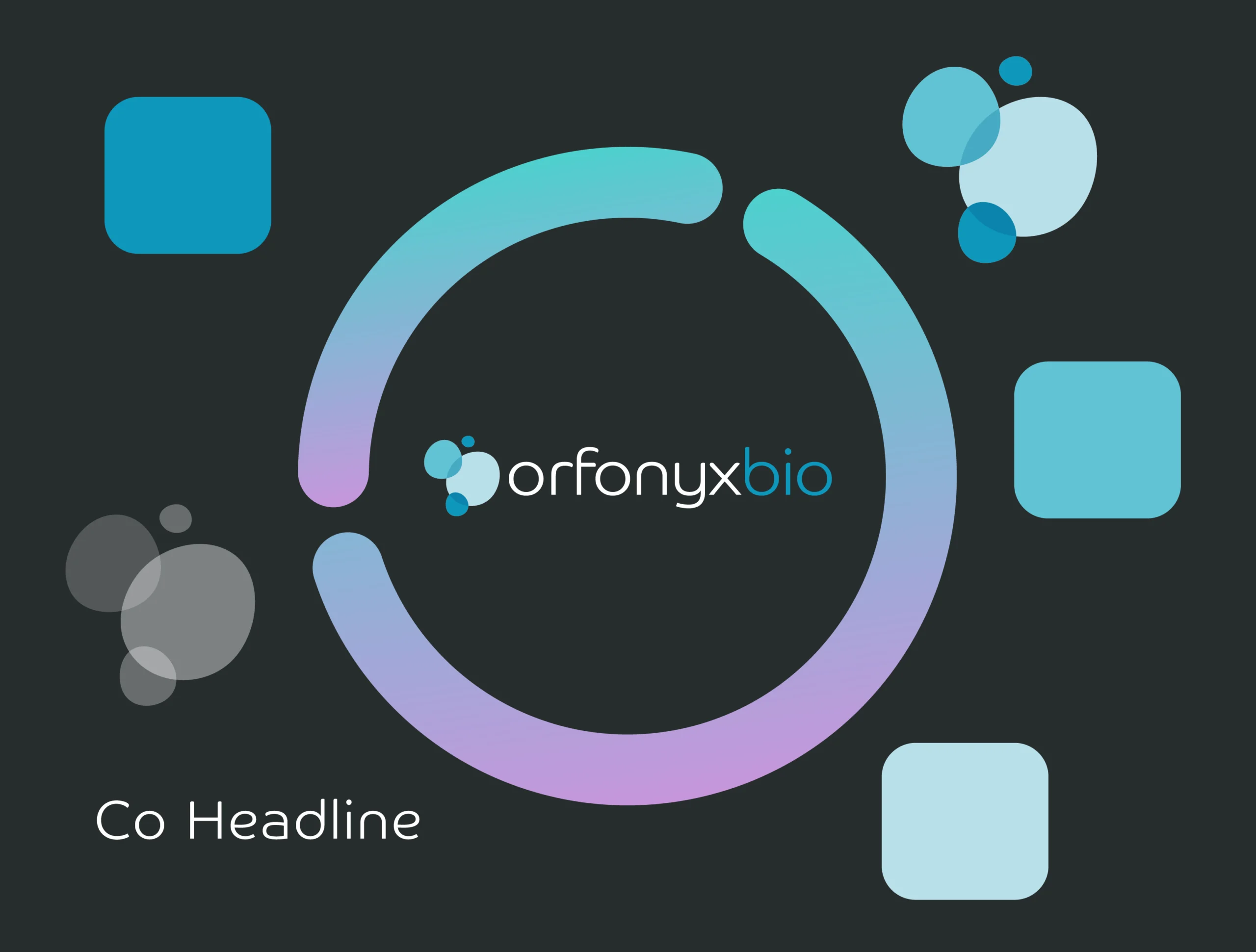 Life science bio inspired logo icon design for Orfonyx Bio with calming and clinical colour palette and rounded font for high impact